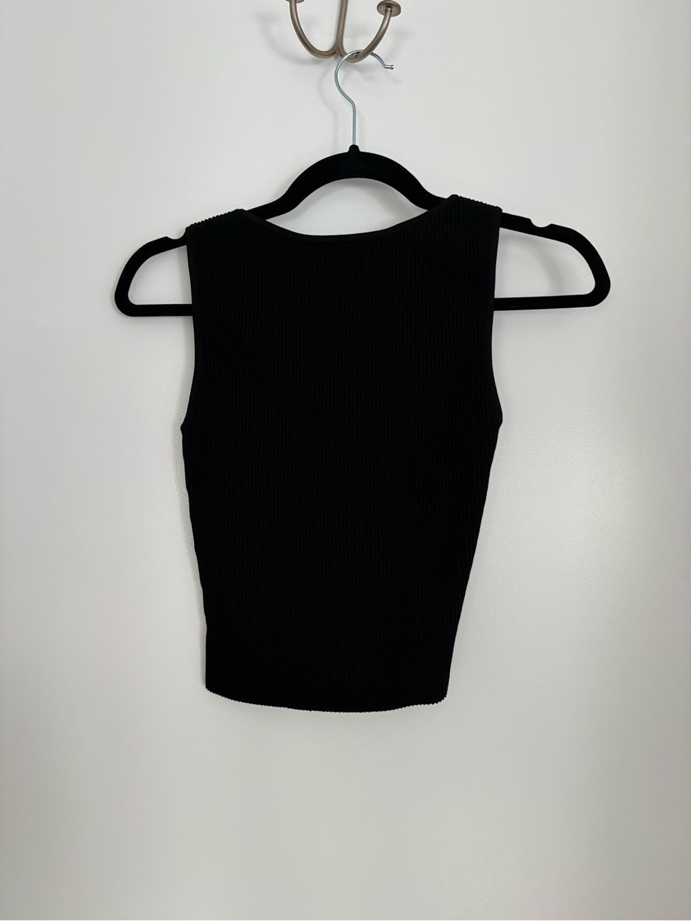 Black Ribbed Sleeveless Low Back Tank Top